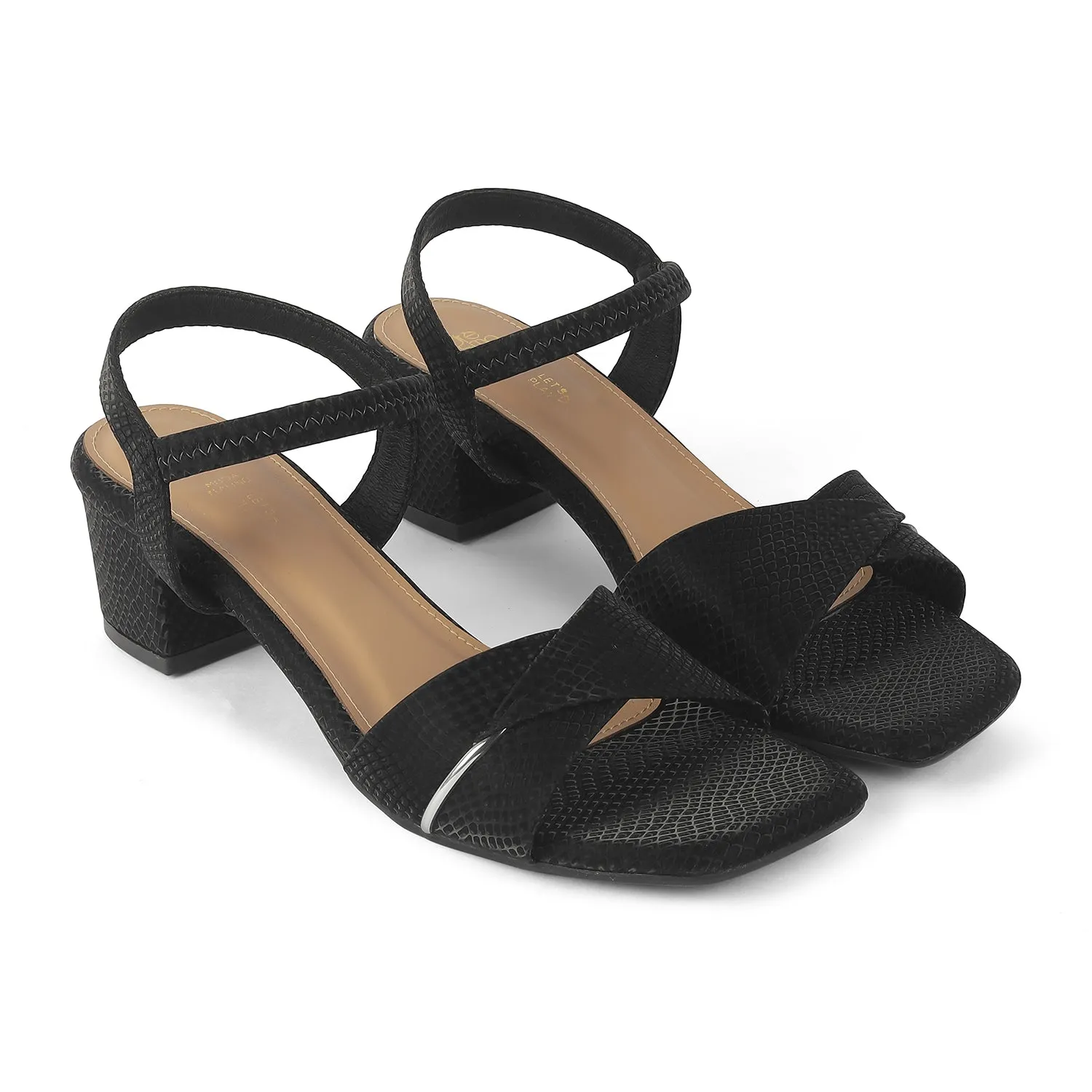 Tresmode Lux Black Women's Dress Block Heel Sandals Caribbean