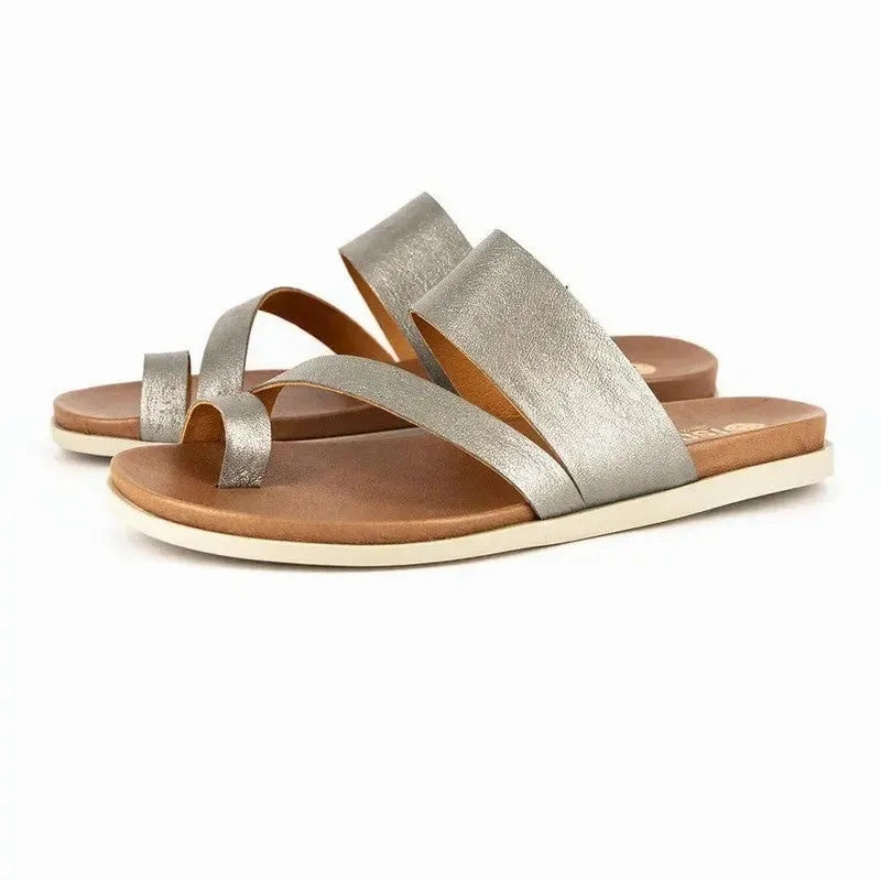 Tsonga Ningizimu Leather Toe Loop Sandals - Tallio Grid Easy Spirit Slip On