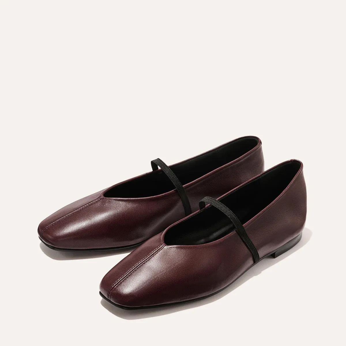 The Phoebe - Burgundy Nappa Pointed Flat Shoes Wide Fit
