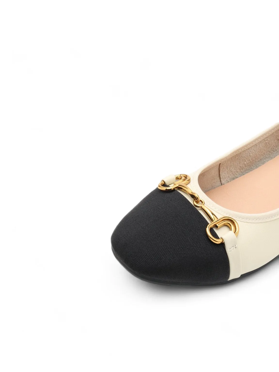 Flat Trigger Shoe For Horsbit Two-tone Ballerina Flats
