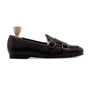 Versace Loafers Dalil - Men's Dark Brown Calf Leather Double Monkstrap