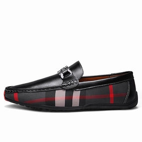 Coach Loafers Suede West Louis Plaid Design Leather Moccasins