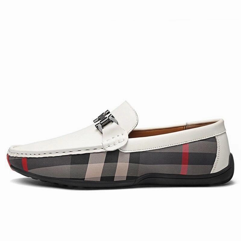 West Louis Plaid Design Leather Moccasins Loafers Or Oxfords