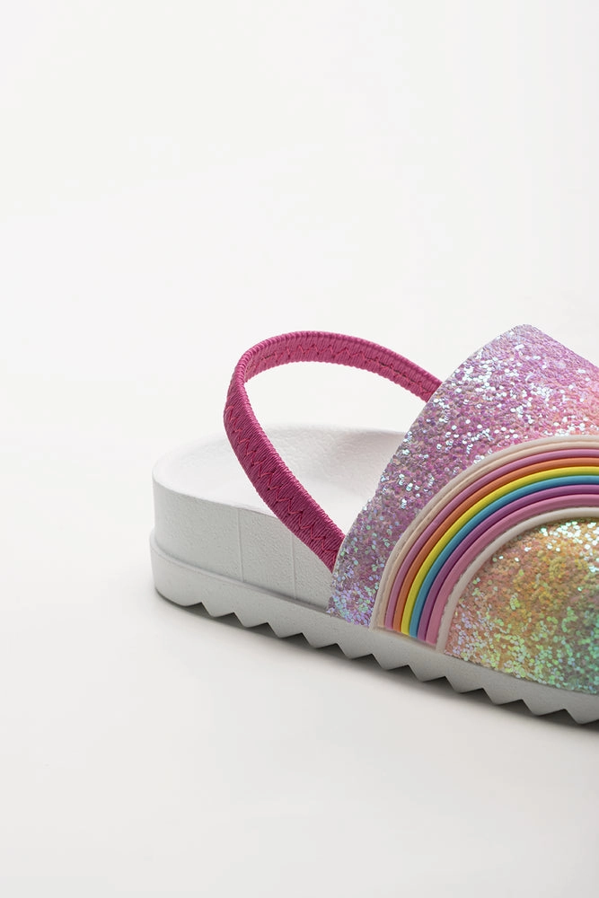 Rainbow Glitter Slides White Basketball Shoes Promotion