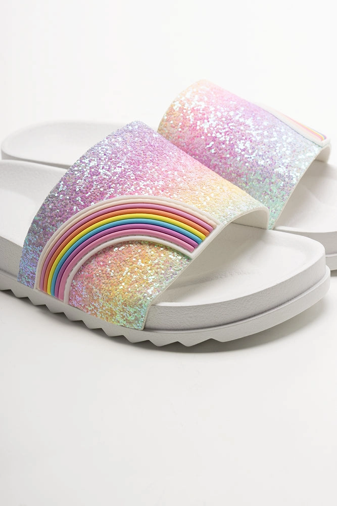 Lightest Basketball Shoes 2017 Rainbow Glitter Slides White