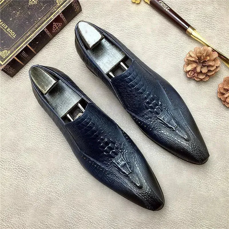 Anatomic Slip On Men  Dress Shoes -  Ucello Pointed Toe Leather Shoes