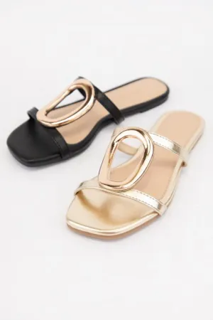 Flat Sandals With Straps Hardware Strap Slip On Sandals