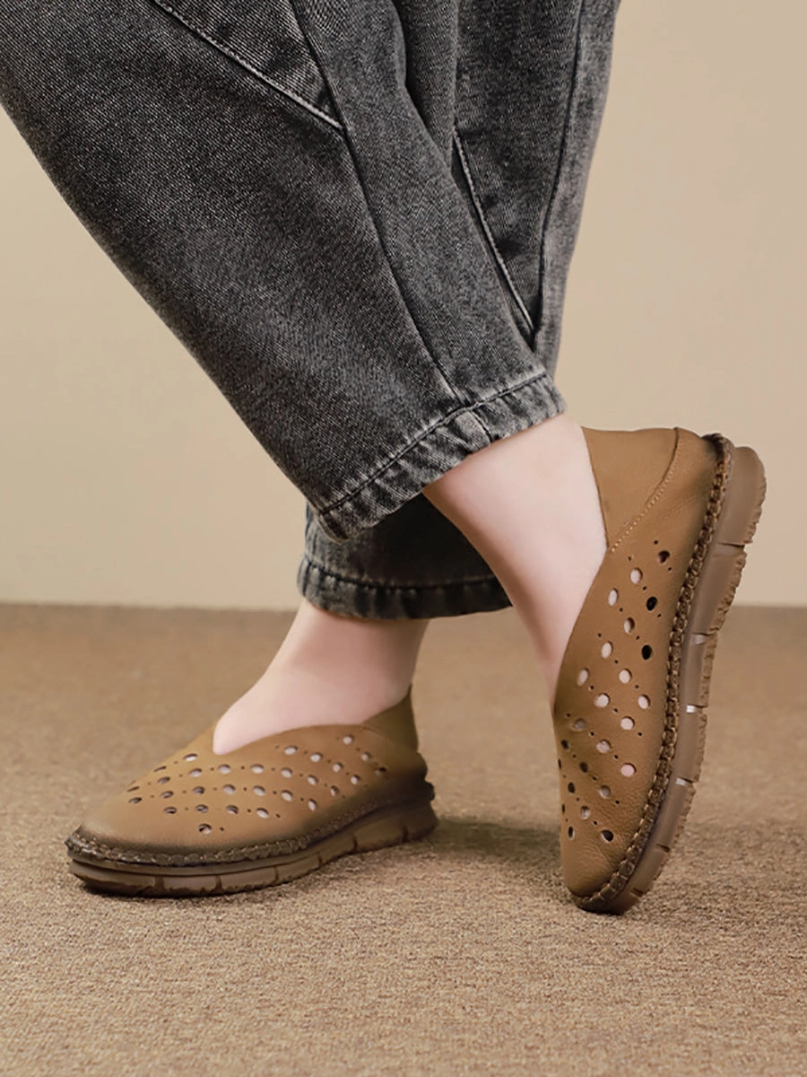 Unisex-adult Resonator Mid Basketball Shoes Women Vintage Leather Summer Cutout Flat Sandals SC1026