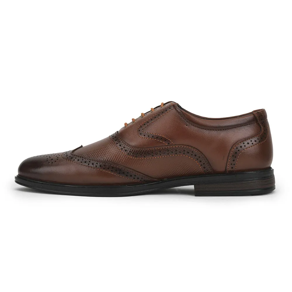 Forman Mills Dress Shoes Fortune Formal Tan Lacing Brogue Shoes For Men HOL-125E By Liberty