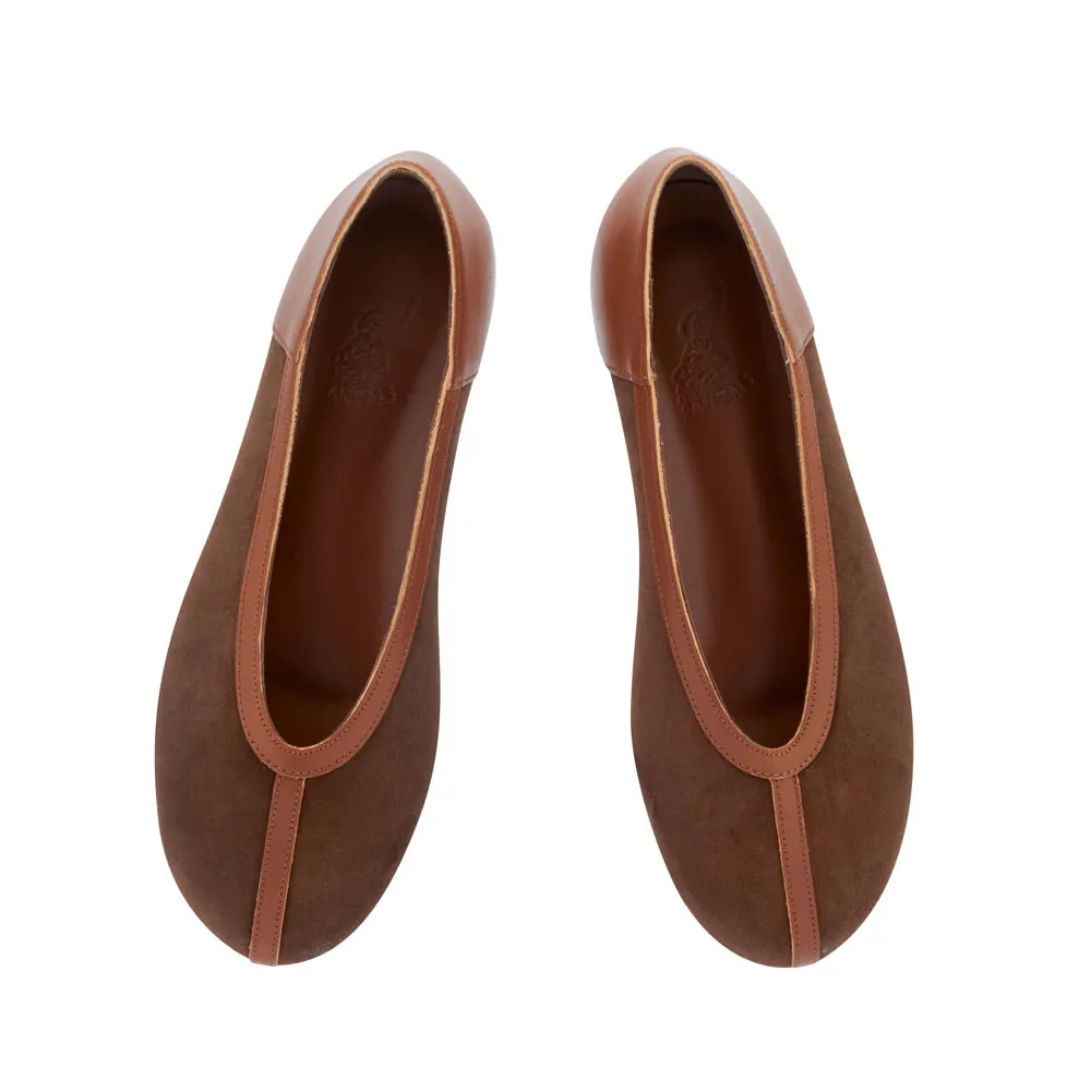 Walking Sandals With Arch Support Aeropi Ballet Flat Brown/Cotto