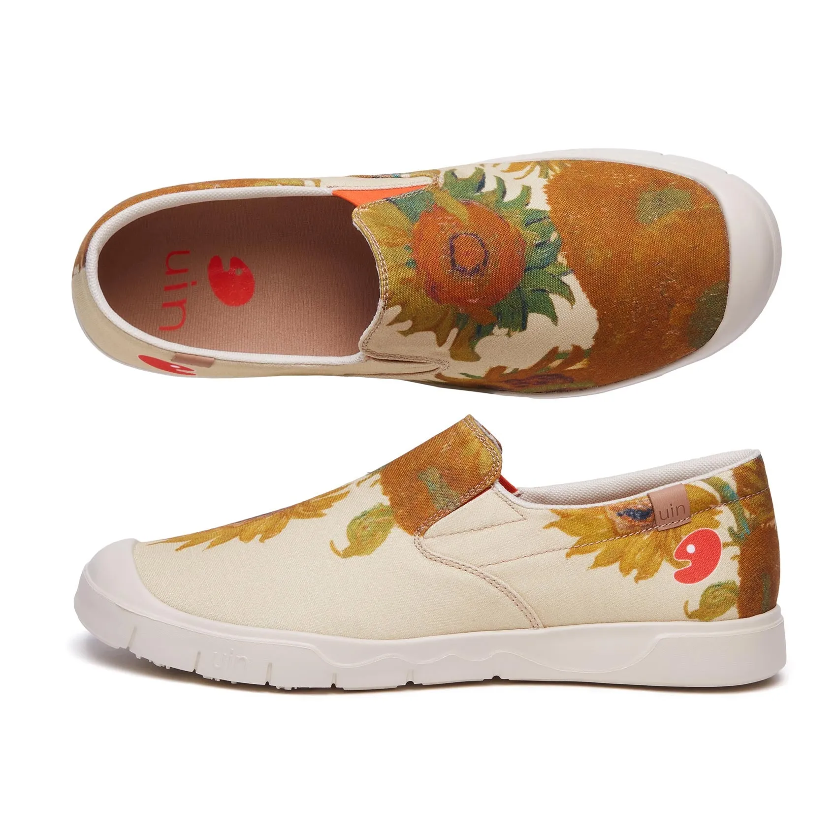 Rhinestone Slip On Sneakers Van Gogh Sunflowers Cadiz Women