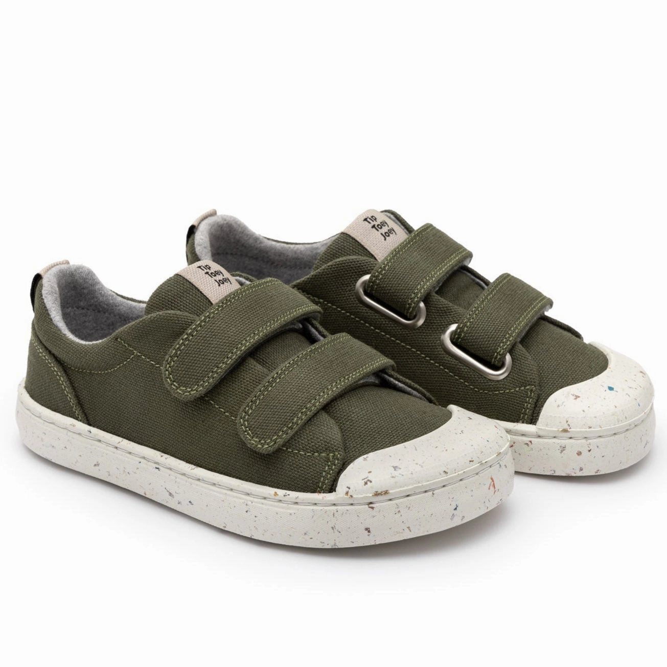 Cross Shield Silver Plan Tip Toey Joey Boy's And Girl's Ramp Green Sneakers - Verde Musgo Eco Canvas