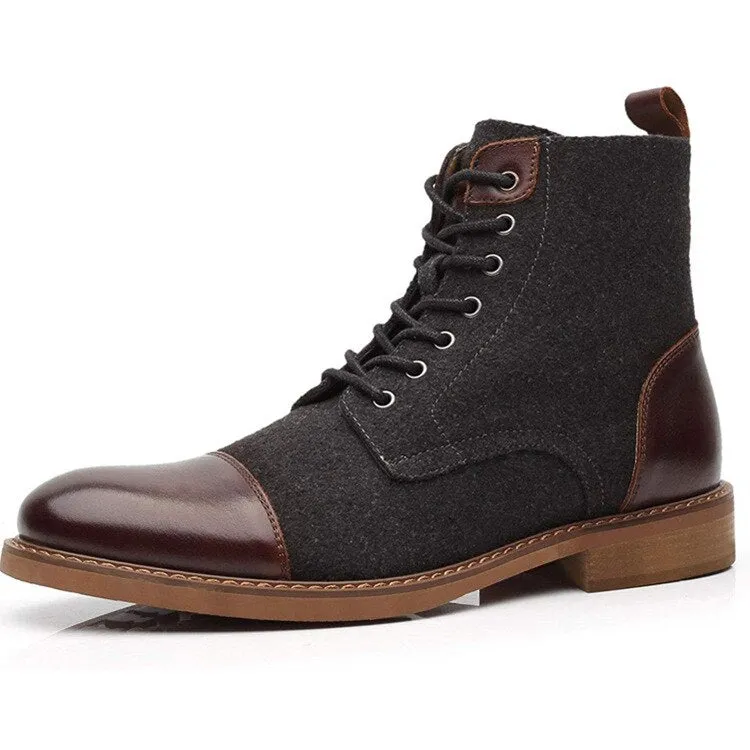 West Louis Autumn Casual Lace Up Fabric Oxford Boots