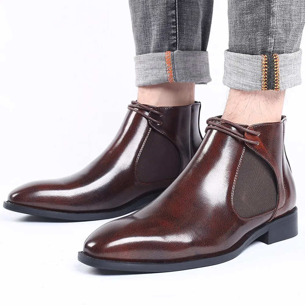 West Louis Business Elegant Leather Pointed Chukka Shoes