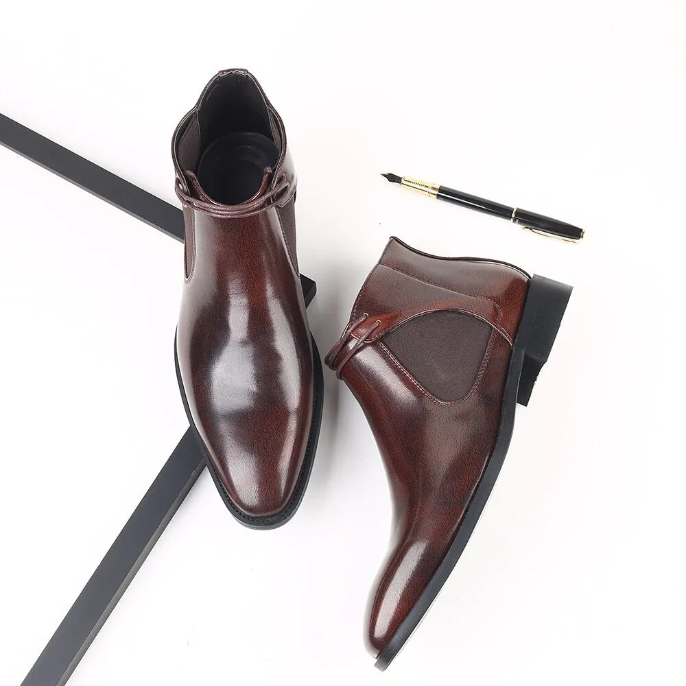 West Louis Business Elegant Leather Pointed Chukka Shoes