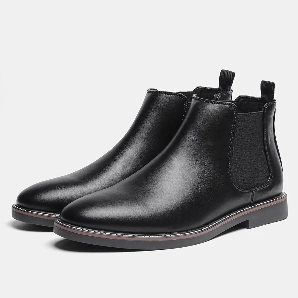 West Louis Designer Slip-On Leather Ankle Chelsea Boots