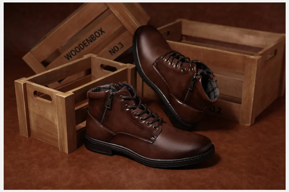 West Louis Handmade Leather Business Style Winter Boots