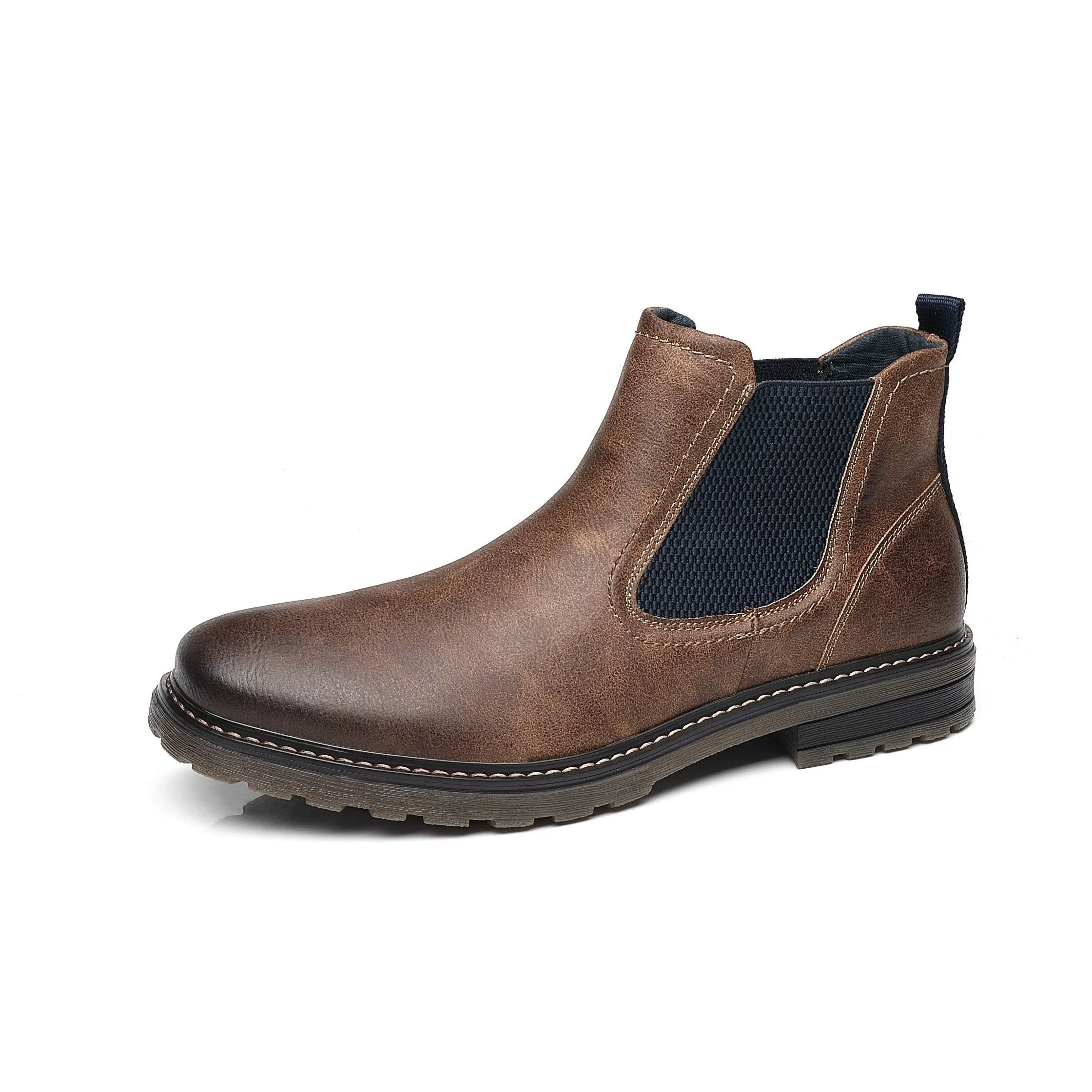  West Louis Handmade Leather Elastic Strap Business Chelsea Boots
