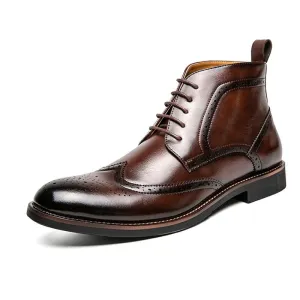 West Louis Italian Style Vintage Brogue Leather Ankle Boots 