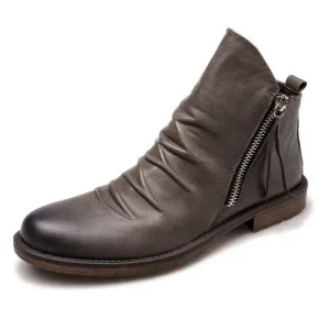 West Louis Leather High-Top Tassel Zip PU Leather Boots 