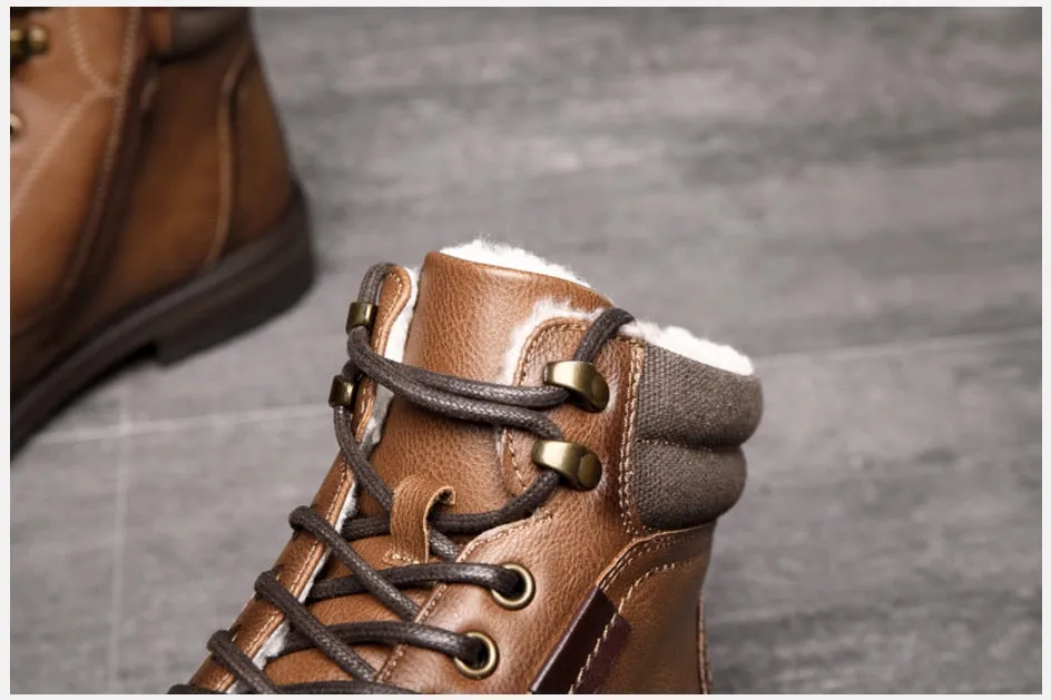 West Louis Men Anti-Slip Warm Leather Winter Boots