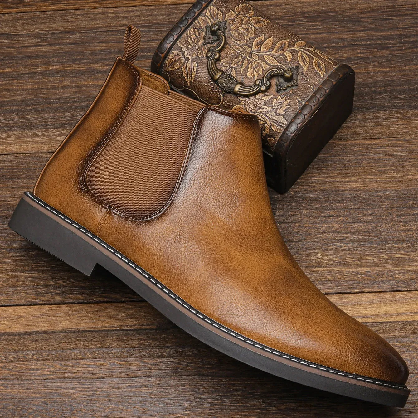 West Louis Men Retro Leather Brand Chelsea Boots