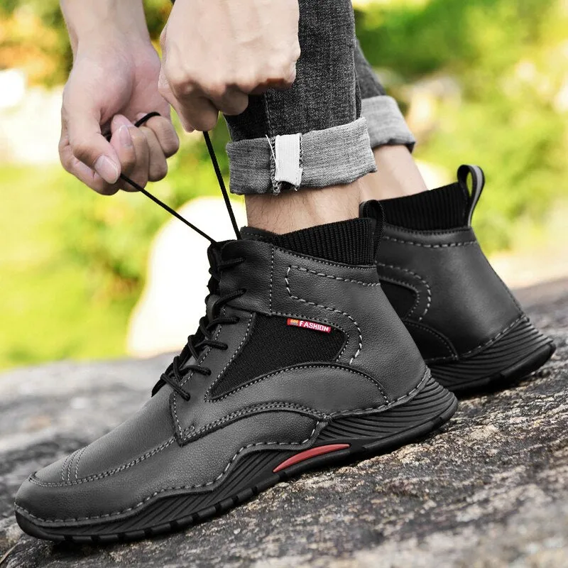 West Louis Stylish Split Leather Outdoor Ankle Boots