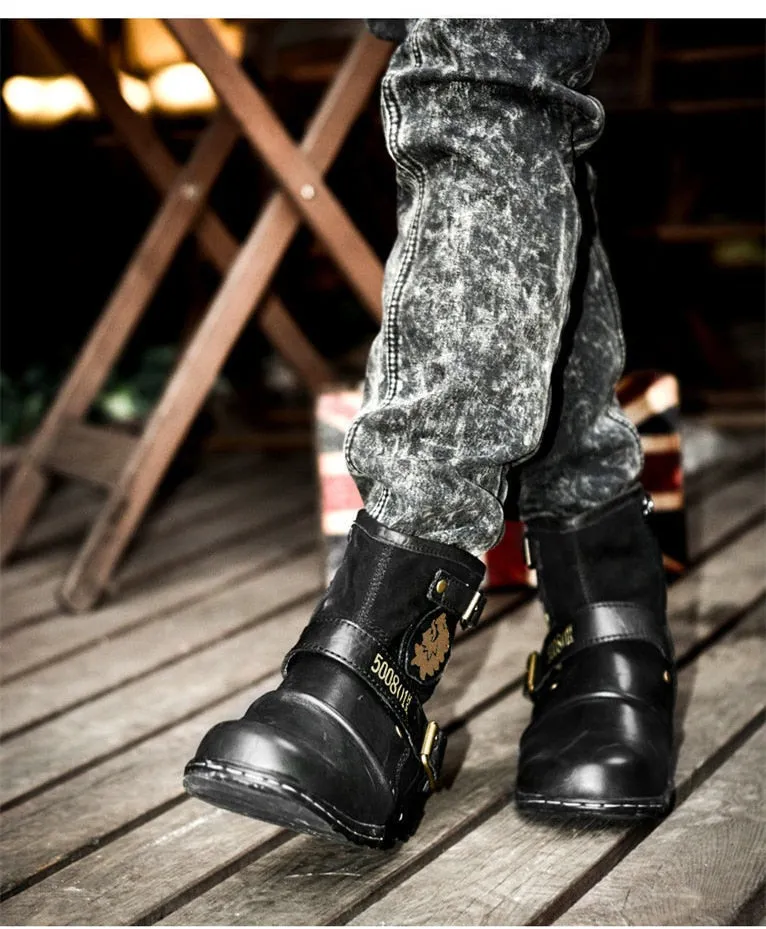 West Louis Western Cowboy Buckle Ankle Martin Boots