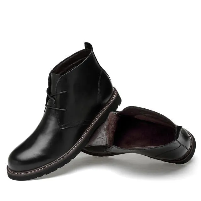 West Louis Winter Fur Leather Chukka Boots
