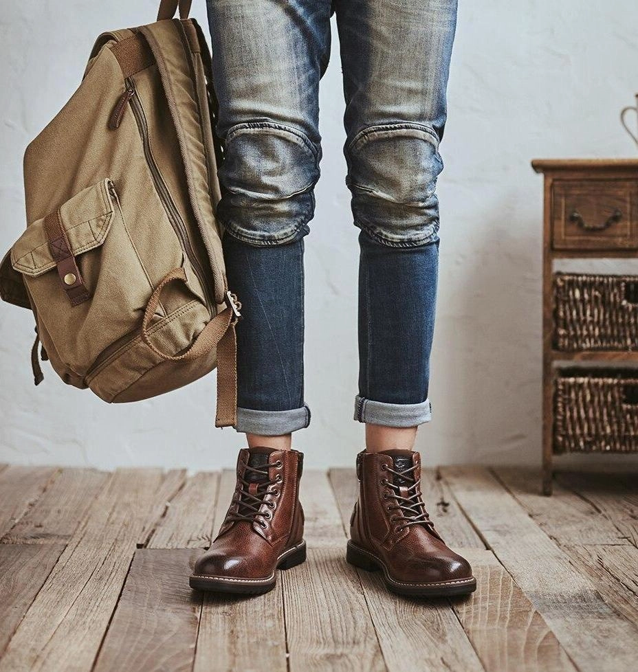 West Louis Luxury Stylish Leather Boots With Buckles