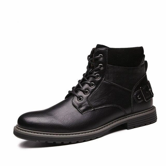 West Louis Luxury Stylish Leather Boots With Buckles