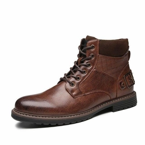 West Louis Luxury Stylish Leather Boots With Buckles 