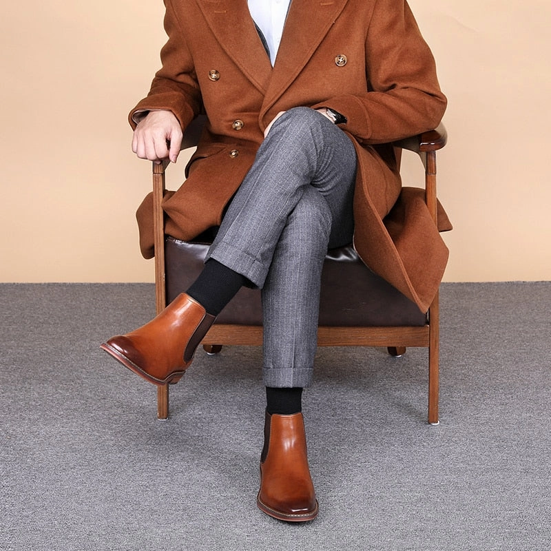 West Louis Men's Genuine Leather Chelsea Boots