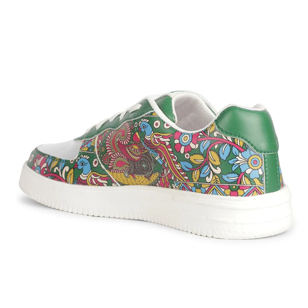 Best New Balance Sneakers Leap7x Lacing White Kalamkari Printed Casual Sneakers For Women MJH-L06 By Liberty