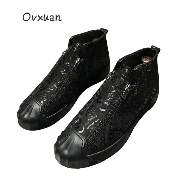 OVXUAN 2019 High Top Sport Loafers Shoes Men Luxury Brand Handmade Totem Street Men Sneakers Fashion Party Men's Dress Shoes Weejuns Penny Loafers
