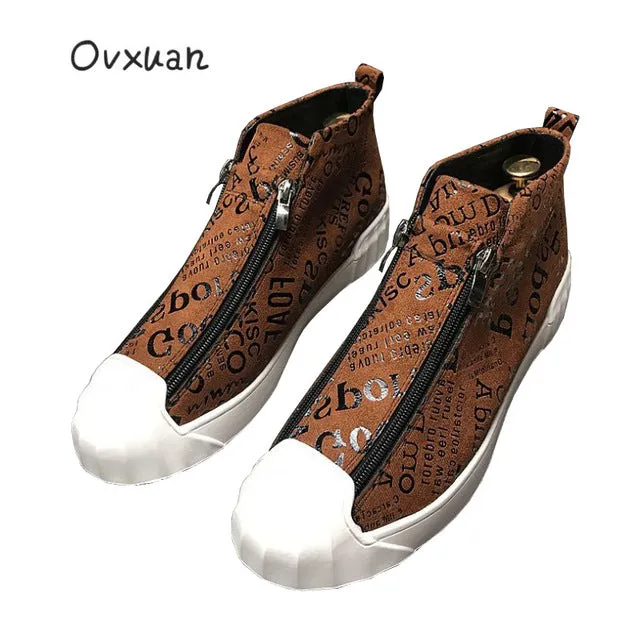 Loafers Office Shoes OVXUAN 2019 High Top Sport Loafers Shoes Men Luxury Brand Handmade Totem Street Men Sneakers Fashion Party Men's Dress Shoes