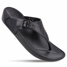 Women's Flip Flops  - WC8913 Black Backless Slip On Shoes