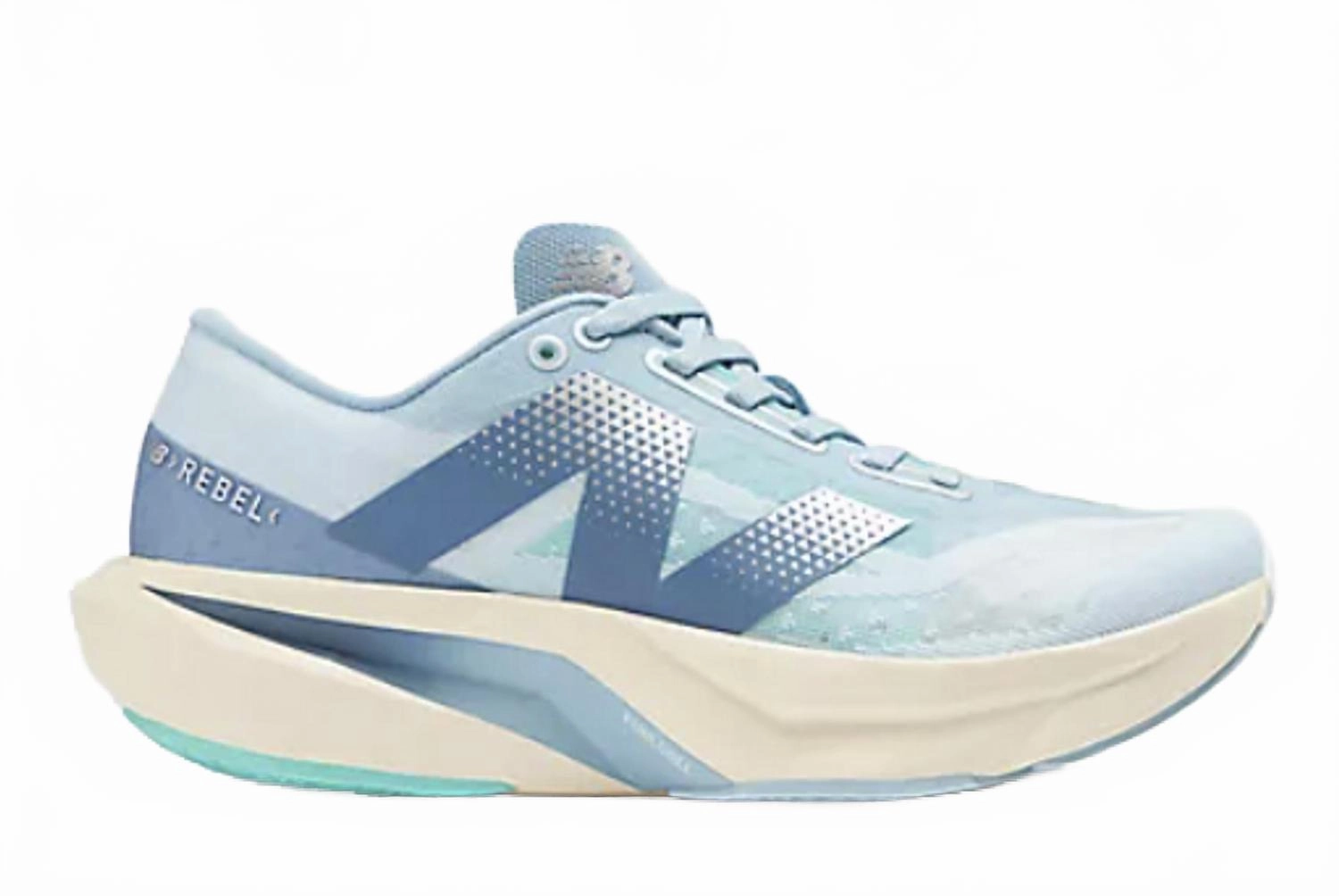 Women's Fuel Cell Rebel Vfour Shoes In Quarry Blue With Chrome Blue Weight Training Shoes