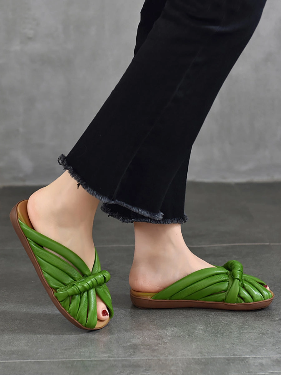 Women Summer Solid Leahter Weave Flat Slippers BN1013 Hoops Mid Basketball Shoes