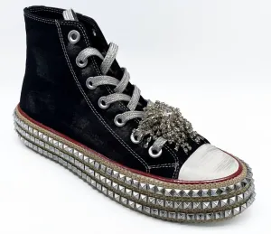 Women's Ash High Top Studded Sneaker In Black Naturalizer Slip On Sneakers