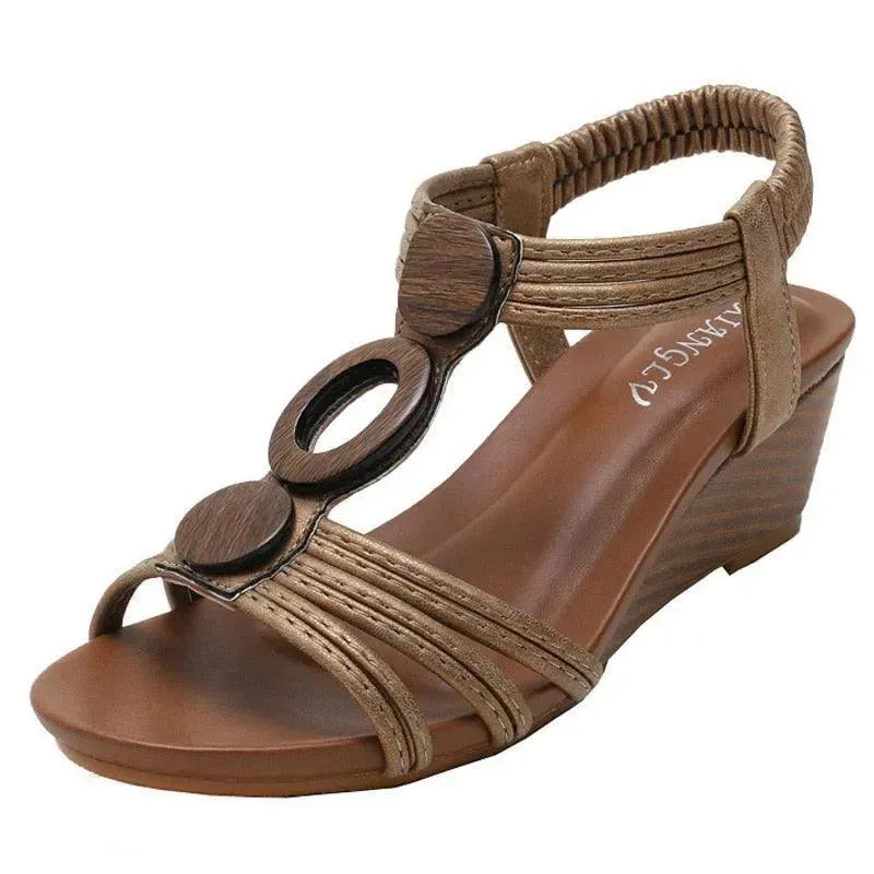 All Saints Wood Pattern Wedge Sandals