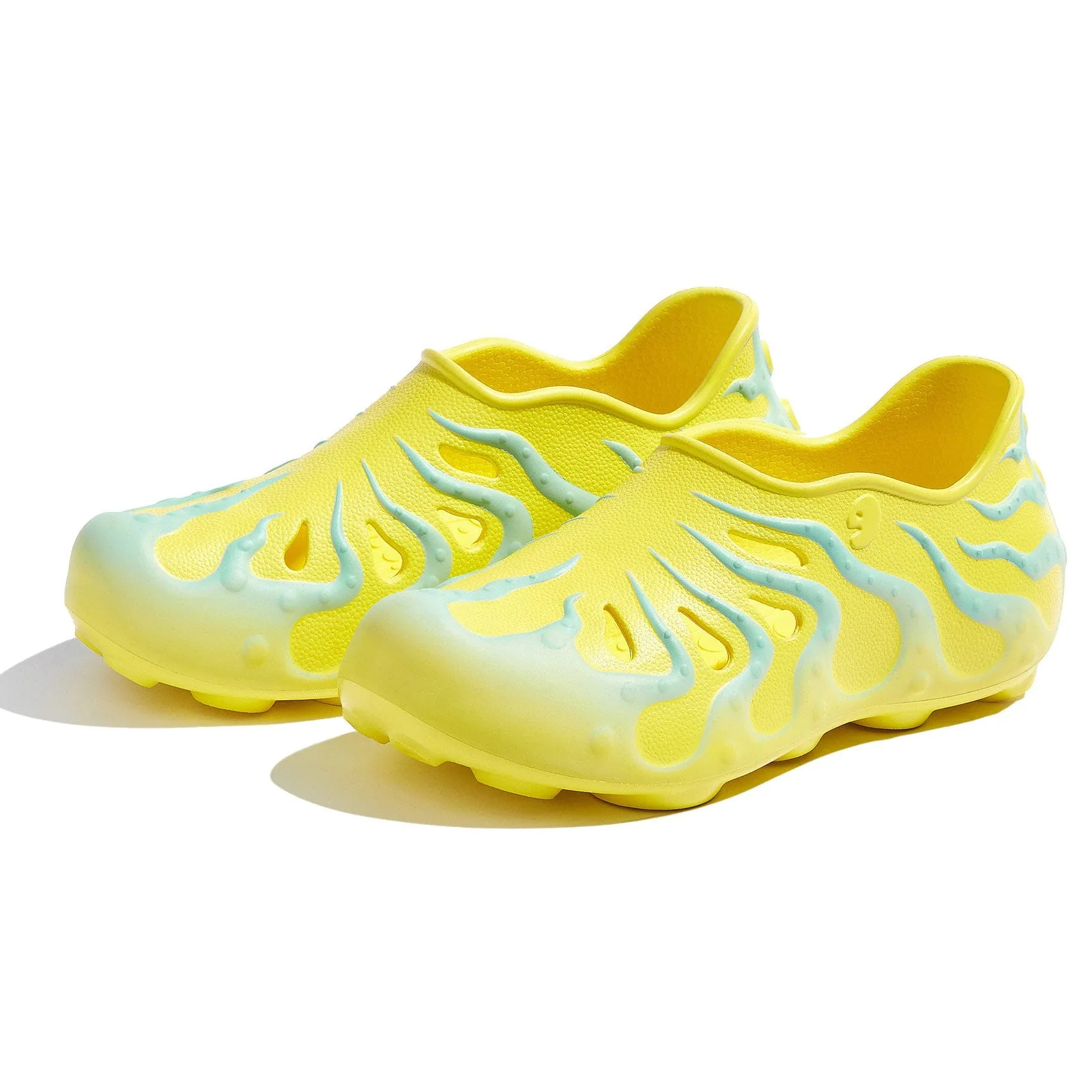 Yellow & Glass Blue Octopus II Women Rhinestone Flat Sandals