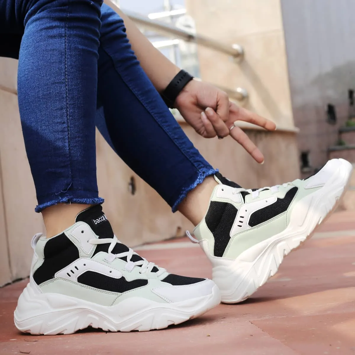 Khakis And Sneakers Bacca Bucci NYRA Mid-top Platform Fashion Sneakers For Women | StreetWear Chunky Sneakers